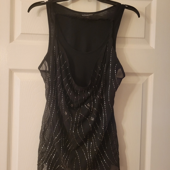 Rock & Republic Tops - Rock & Republic, Black Beaded Tank Top, Size XS